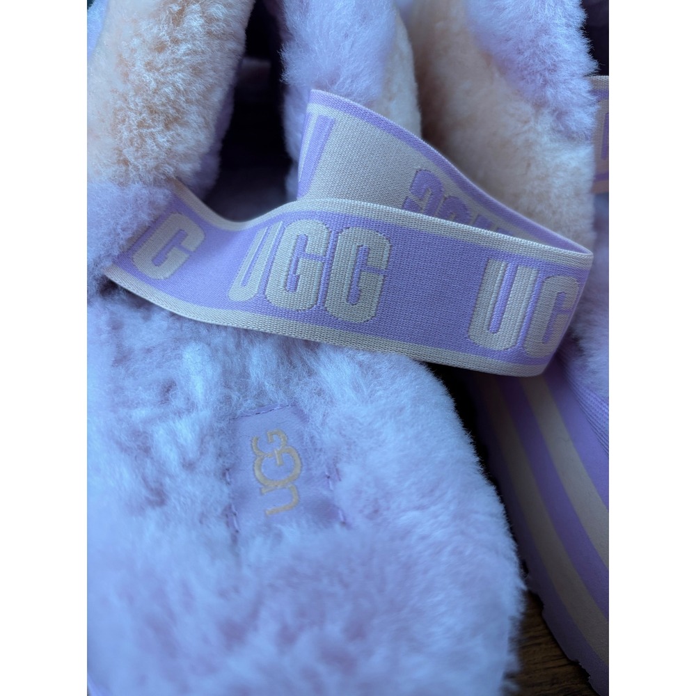 UGG Fluffita Lavender Peach Multi Platform Sheepskin Slide Sandals Womens 11